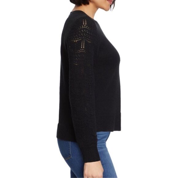 Christian Siriano Pointelle Pull Over Sweater black size XS NWT - Picture 3 of 9